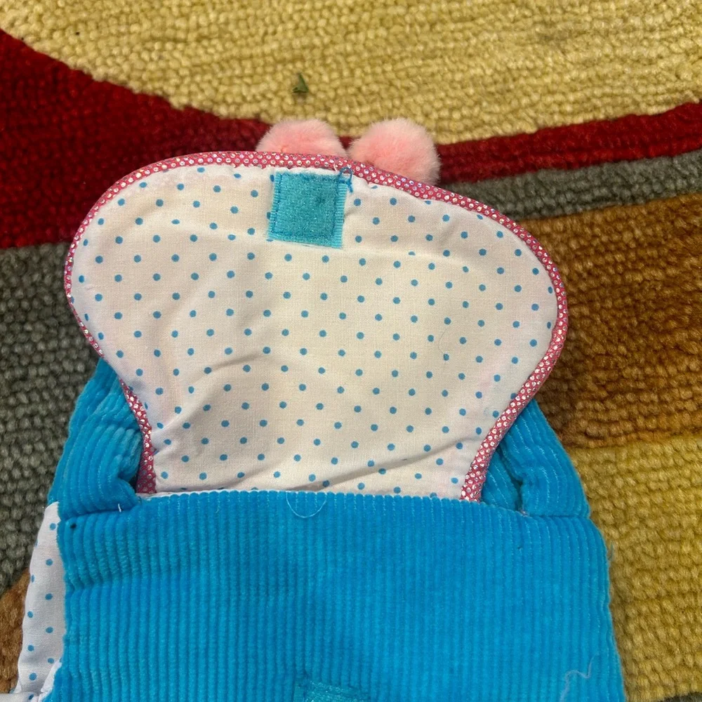 Like-New Webkinz Ganz Plush Pet Carrier Mini Purse Bag Pink Blue